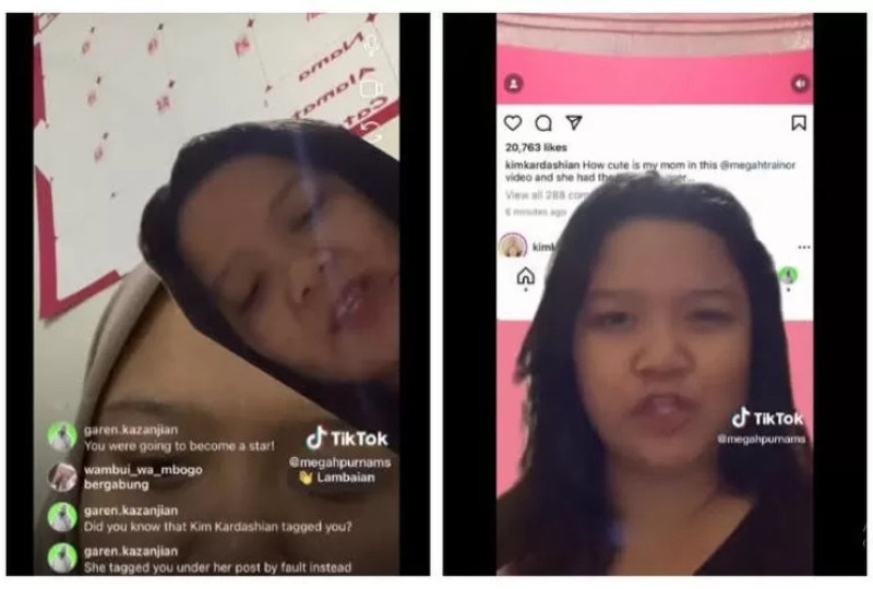 Akun Instagram Cewek Bandung Megah Purnamasari @megahtrainor jadi hit karena Kim Kardashian Salah Tag Meghan Trainor